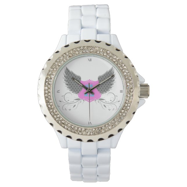 "PEACE KÄRLEK Angel Vingar" Rhinestone Watch Armbandsur (Framsida)