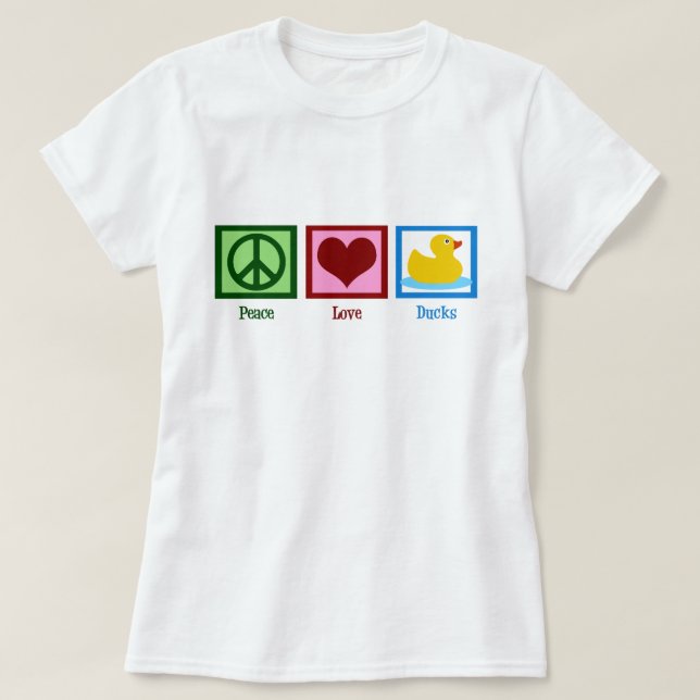 Peace Kärlek Ankor Cute Anka Kvinnors Cute Tee (Design framsida)