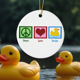 Peace Kärlek Ankor Cute Anka Mascot jul Julgransprydnad Keramik
