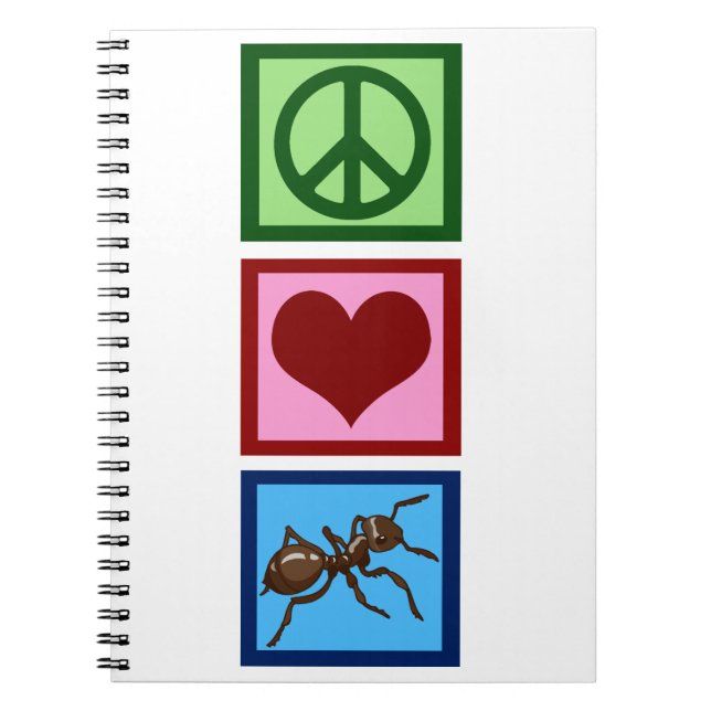 Peace Kärlek Ants Anteckningsbok Med Spiral (Framsidan)