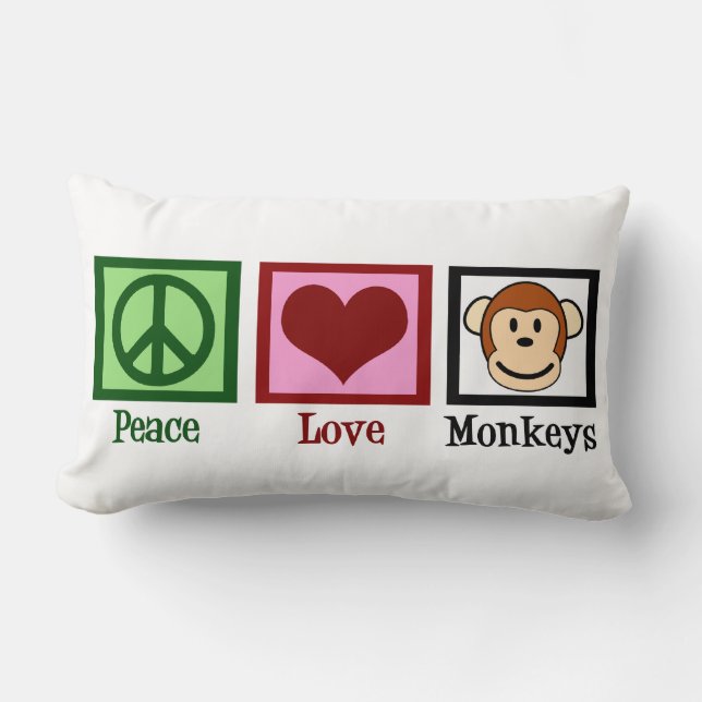 Peace Kärlek-apor Lumbarkudde (Framsida)