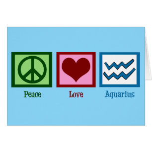 Peace Kärlek Aquarius Sign Cute Blue Birgday Card Hälsningskort