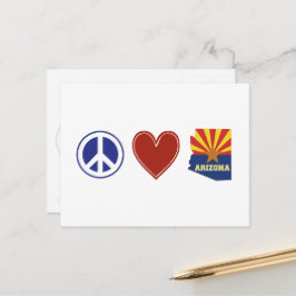 Peace Kärlek Arizona Karta, Statlig flagga Red Hea Vykort