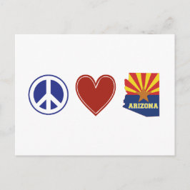 Peace Kärlek Arizona Karta, Statlig flagga Red Hea Vykort