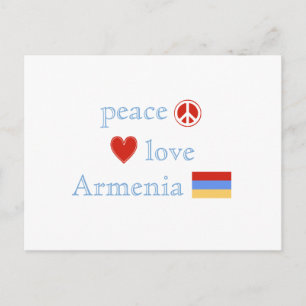Peace Kärlek Armenia Heart och Armenien Flagga Vykort