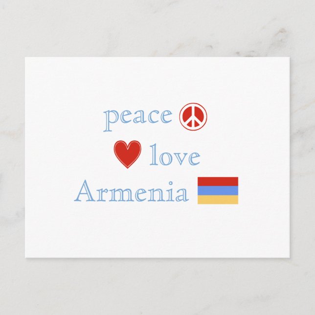 Peace Kärlek Armenia Heart och Armenien Flagga Vykort (Framsida)