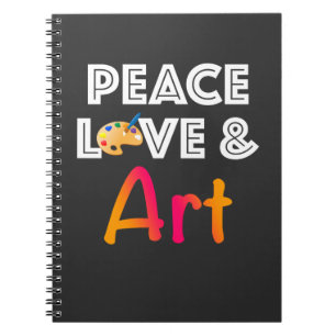 Peace Kärlek & Art Design med Painter Palette Anteckningsbok