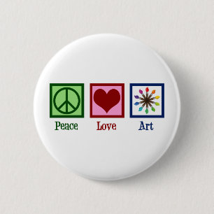 Peace Kärlek Art Teacher Cute Paintbrush Knapp