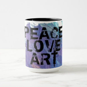 PEACE KÄRLEK ART-typ + målarbakgrund   Mugg