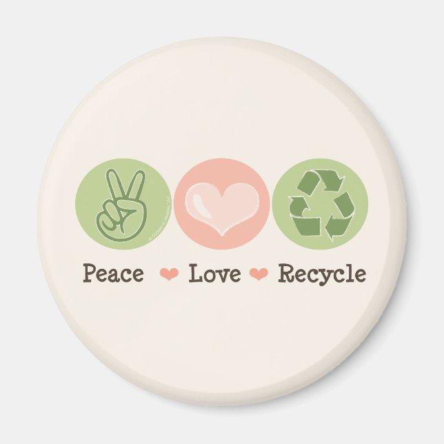 Peace Kärlek Återvinna Magnet (Framsidan)