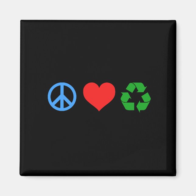 Peace Kärlek Återvinna Magnet (Framsidan)