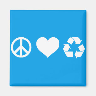 Peace Kärlek Återvinna Magnet