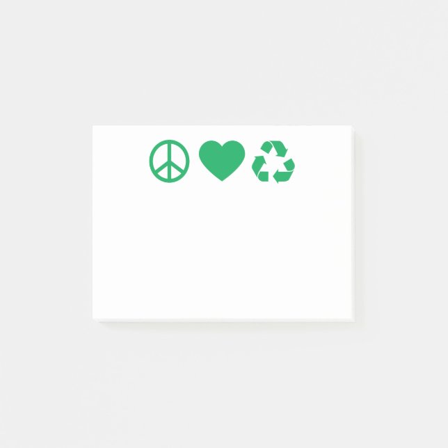 Peace Kärlek Återvinna Post-it Block (Framsida)