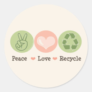 Peace Kärlek Återvinna Recycling Stickers Runt Klistermärke