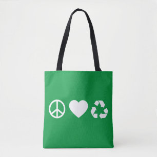 Peace Kärlek Återvinna Tygkasse