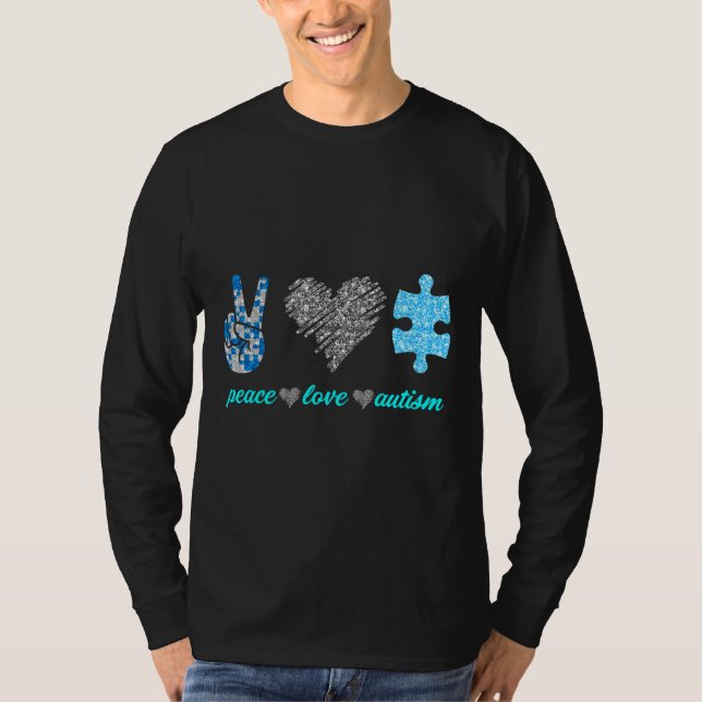 Peace Kärlek Autism Autism Awareness Pappa Mamma T Shirt (Framsida)