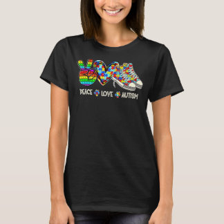 Peace Kärlek Autism Awareness Puzzle Shoes Fidget T Shirt