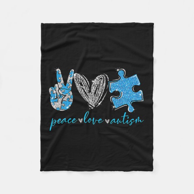 Peace Kärlek Autism Fleecefilt (Framsidan)
