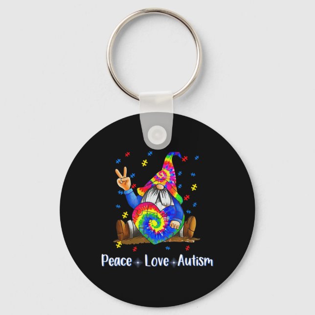 Peace Kärlek Autism Gnome Autism Tie Dye Autism Aw Nyckelring (Framsida)