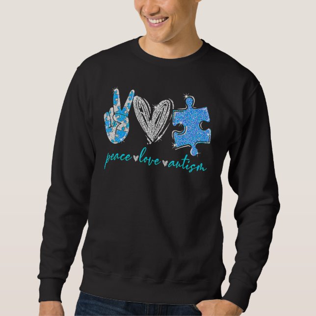 Peace Kärlek Autism Lång Ärmad Tröja (Framsida)