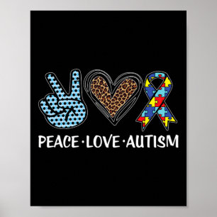 Peace Kärlek Autism Puzzle Biet Ribbon Autism Awar Poster