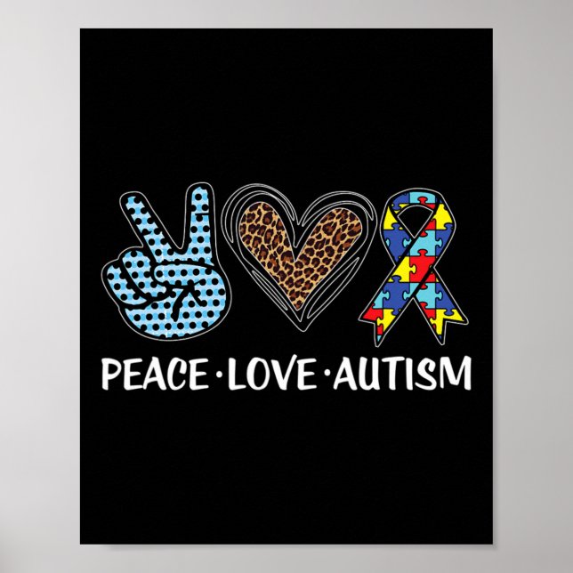 Peace Kärlek Autism Puzzle Biet Ribbon Autism Awar Poster (Framsidan)