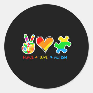 Peace Kärlek Autism Puzzle Biet Ribbon Autism Awar Runt Klistermärke