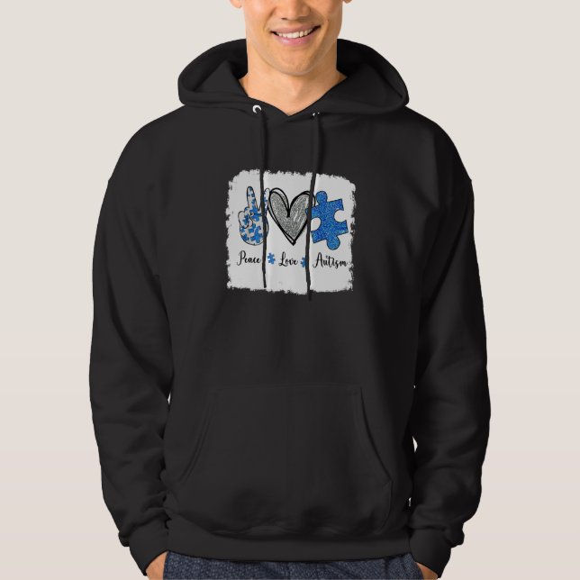 Peace Kärlek Autism - signera Tee Plus Storlekt Hoodie (Framsida)