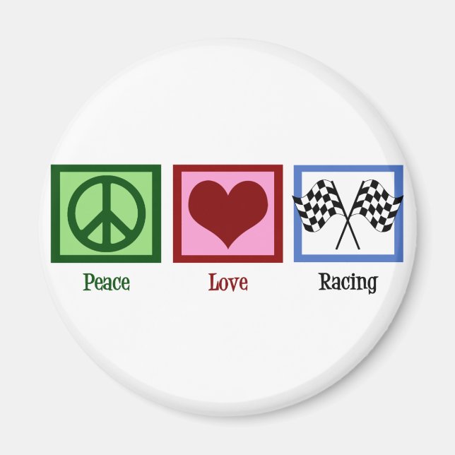 Peace Kärlek Auto Tävla Magnet (Framsidan)