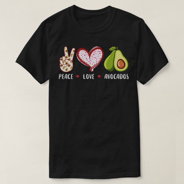 Peace Kärlek Avocados Älskare-gåvor T Shirt (Design framsida)
