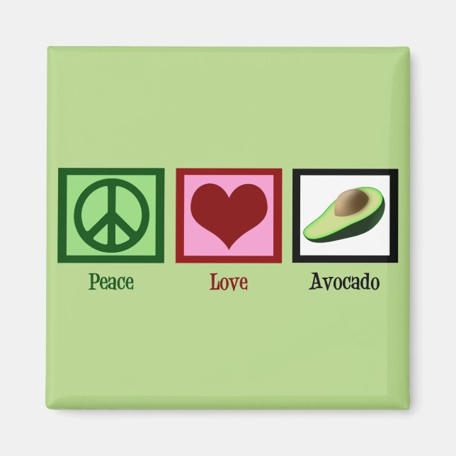Peace Kärlek Avocados Magnet (Framsidan)