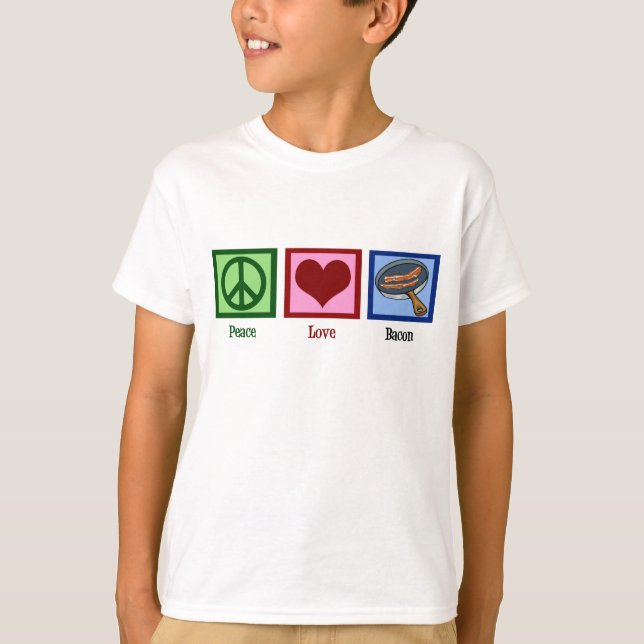 Peace Kärlek Bacon Kids T-shirt (Framsida)