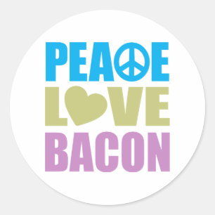 Peace Kärlek Bacon Runt Klistermärke