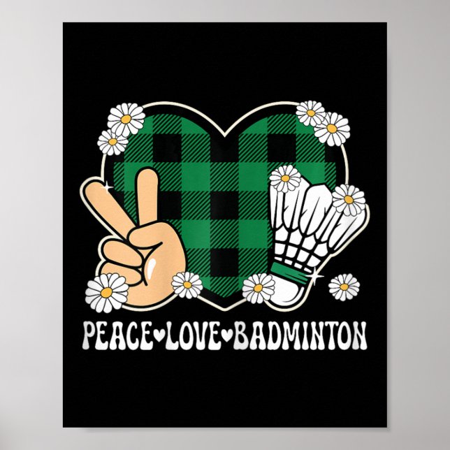 Peace Kärlek Badminton Älskare Exfit Women Kids Ki Poster (Framsidan)