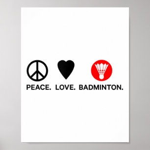 Peace Kärlek Badminton Badminton Player Shuttle Sp Poster