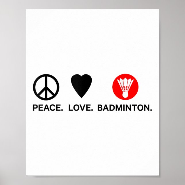 Peace Kärlek Badminton Badminton Player Shuttle Sp Poster (Framsidan)