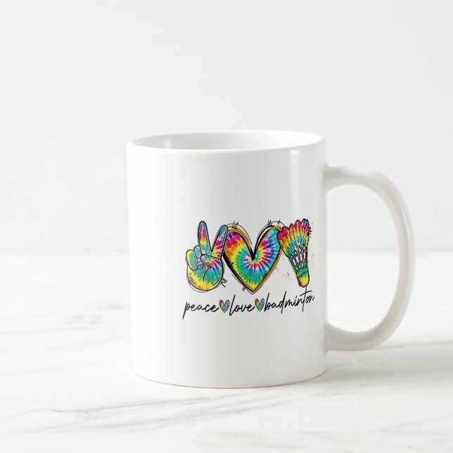 Peace Kärlek Badminton Funny Tie Dye Badminton Äls Kaffemugg (Höger)