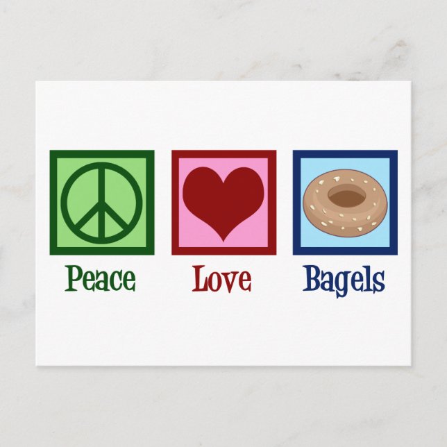 Peace Kärlek Bagels Vykort (Framsida)
