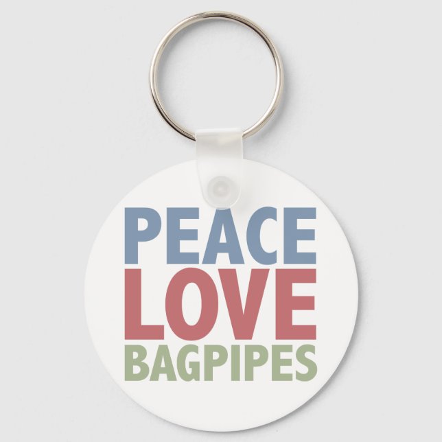 Peace Kärlek Bagpipes Nyckelring (Framsida)