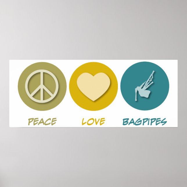 Peace Kärlek Bagpipes Poster (Framsidan)