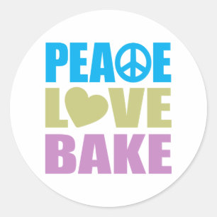 Peace Kärlek Bake Runt Klistermärke