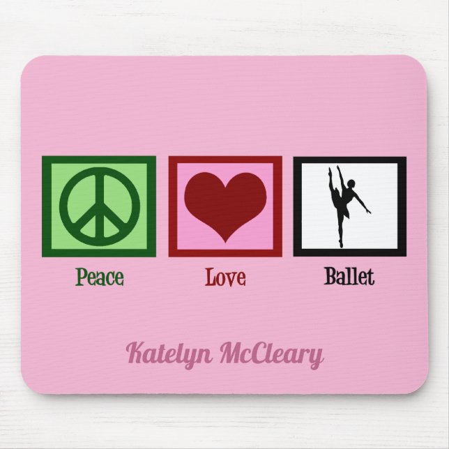 Peace Kärlek Ballet Cute Anpassningsbar Rosa Balle Musmatta (Framsidan)