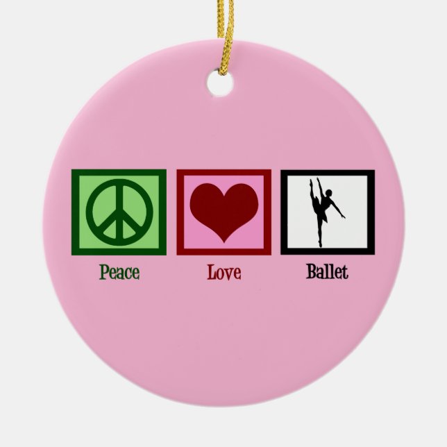 Peace Kärlek Ballet Cute Rosa Ballerina Julgransprydnad Keramik (Framsidan)