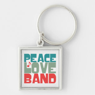Peace Kärlek Band Fyrkantig Silverfärgad Nyckelring