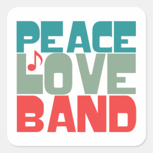 Peace Kärlek Band Fyrkantigt Klistermärke