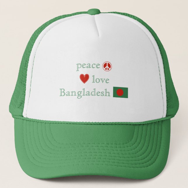 Peace Kärlek Bangladesh Heart Bangladesh Banglades Truckerkeps (Framsida)