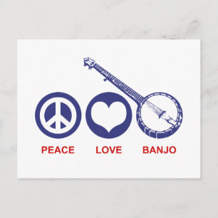 Peace Kärlek Banjo Vykort