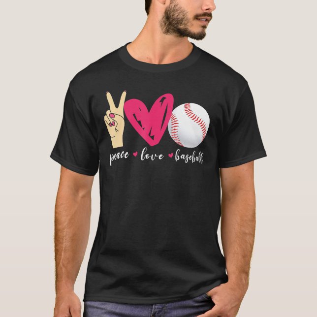 Peace Kärlek Baseball Baseball Fläkt T Shirt (Framsida)