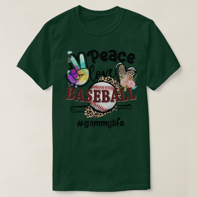 Peace Kärlek Baseball Gammy Life Mamma Grandma Leo T Shirt (Design framsida)