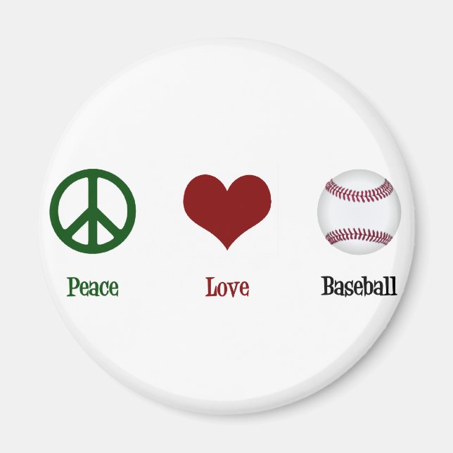 Peace Kärlek Baseball Magnet (Framsidan)